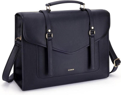 ECOSUSI Laptoptasche aus PU-Leder Damen 39,6 cm groß magnetisch