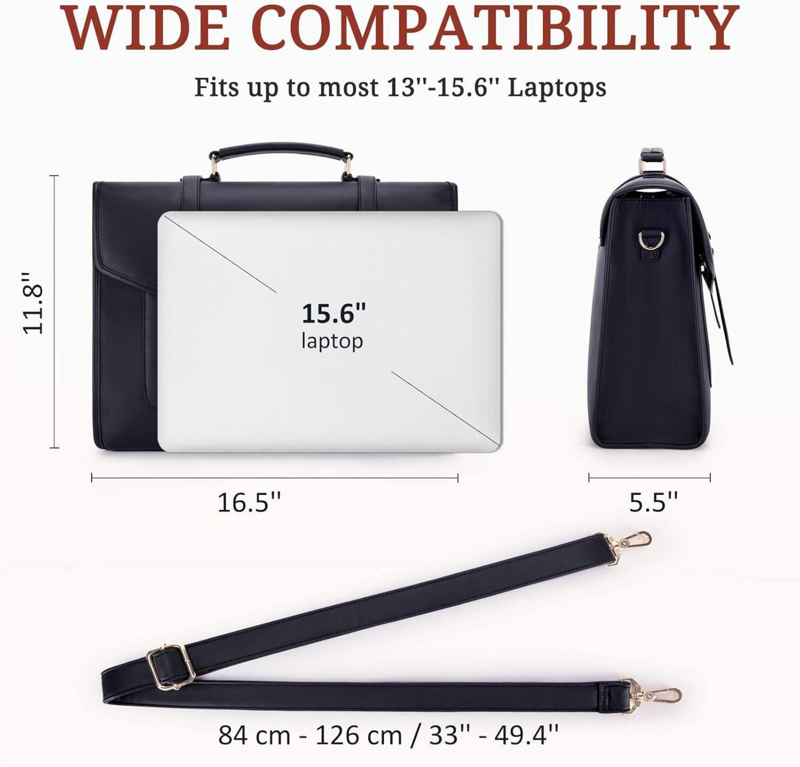 ECOSUSI Laptoptasche aus PU-Leder Damen 39,6 cm groß magnetisch