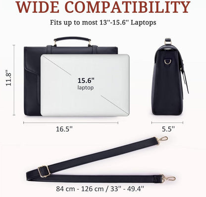 ECOSUSI Laptoptasche aus PU-Leder Damen 39,6 cm groß magnetisch