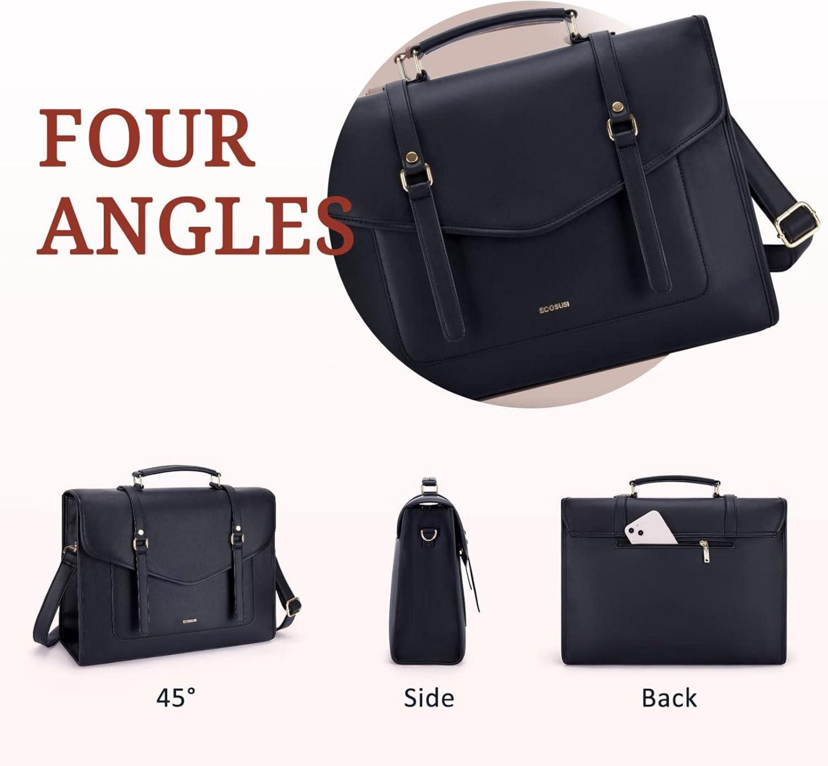 Laptoptasche Damen 39,6 cm PU-Leder große Kapazität Umhängetasche