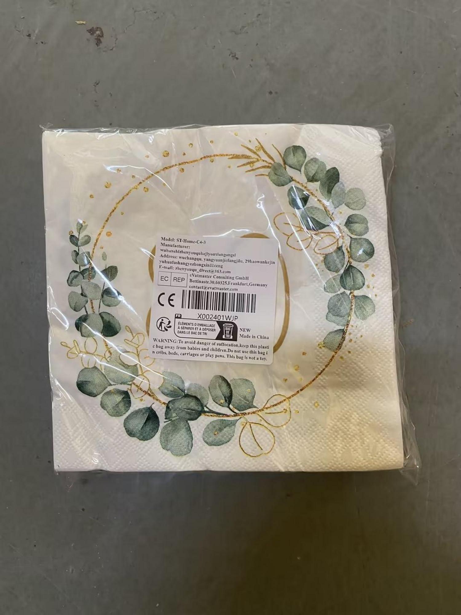 Sprinlot 80. Geburtstag Deko Servietten Eukalyptus Gold Grün