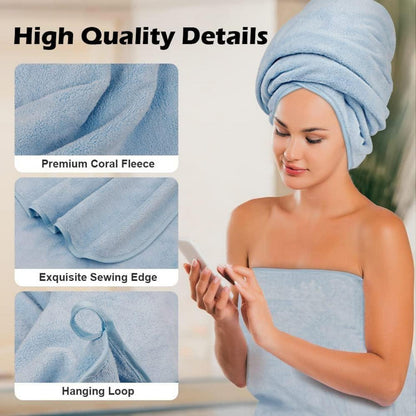 Badetuch-Set aus Mikrofaser für Sport, Yoga, Wellness - Blau