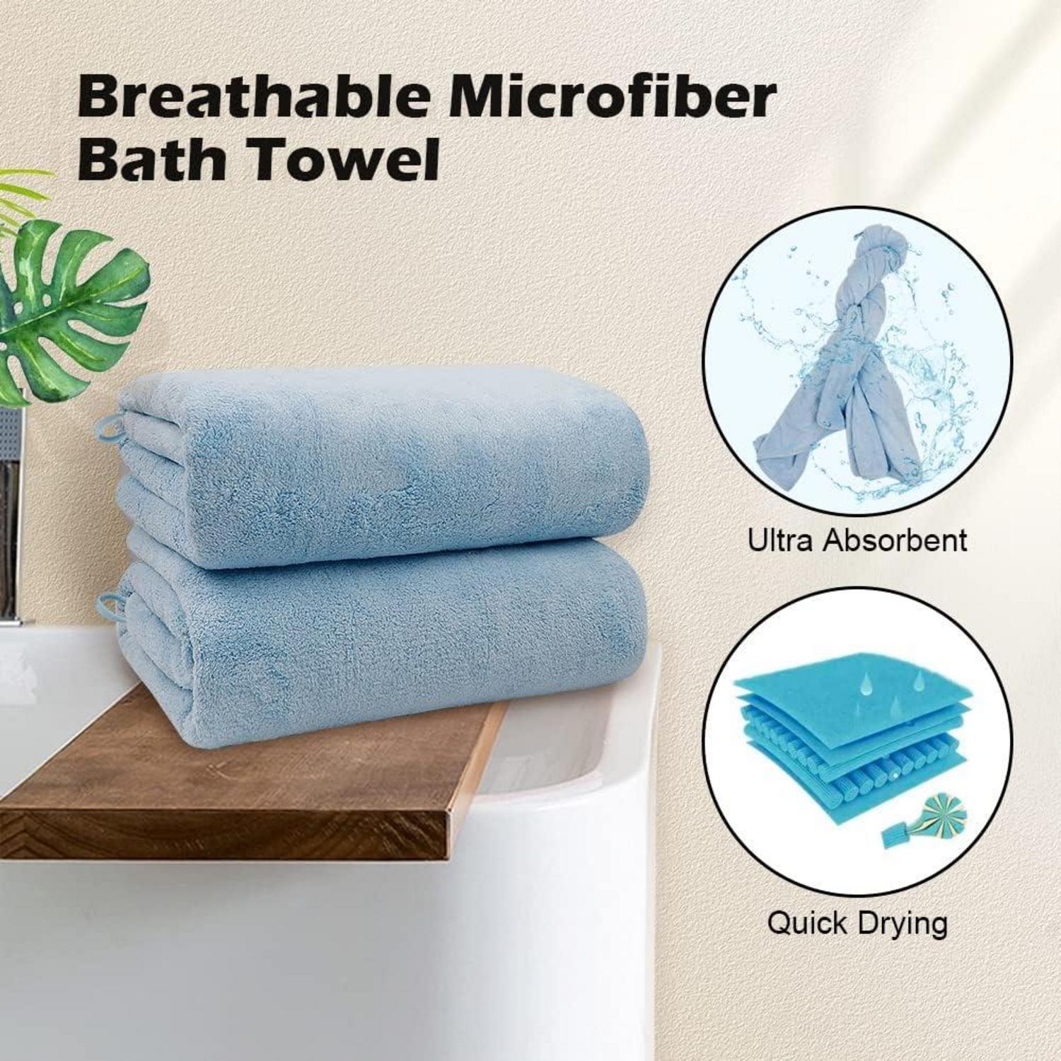 Badetücher-Set 4 Stück 68x137 cm Blau Mikrofaser Handtücher Sport Yoga SPA Fitness