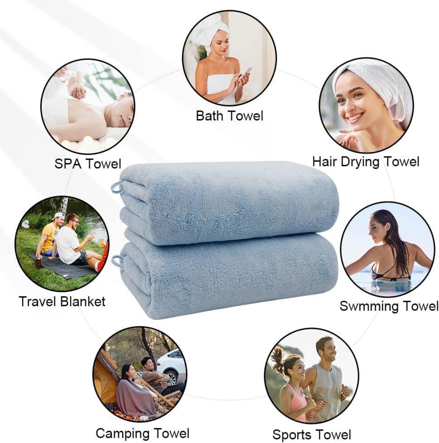 Badetuch-Set 4 Stück Mikrofaser 68x137cm Saugfähig Schnell Trocknend