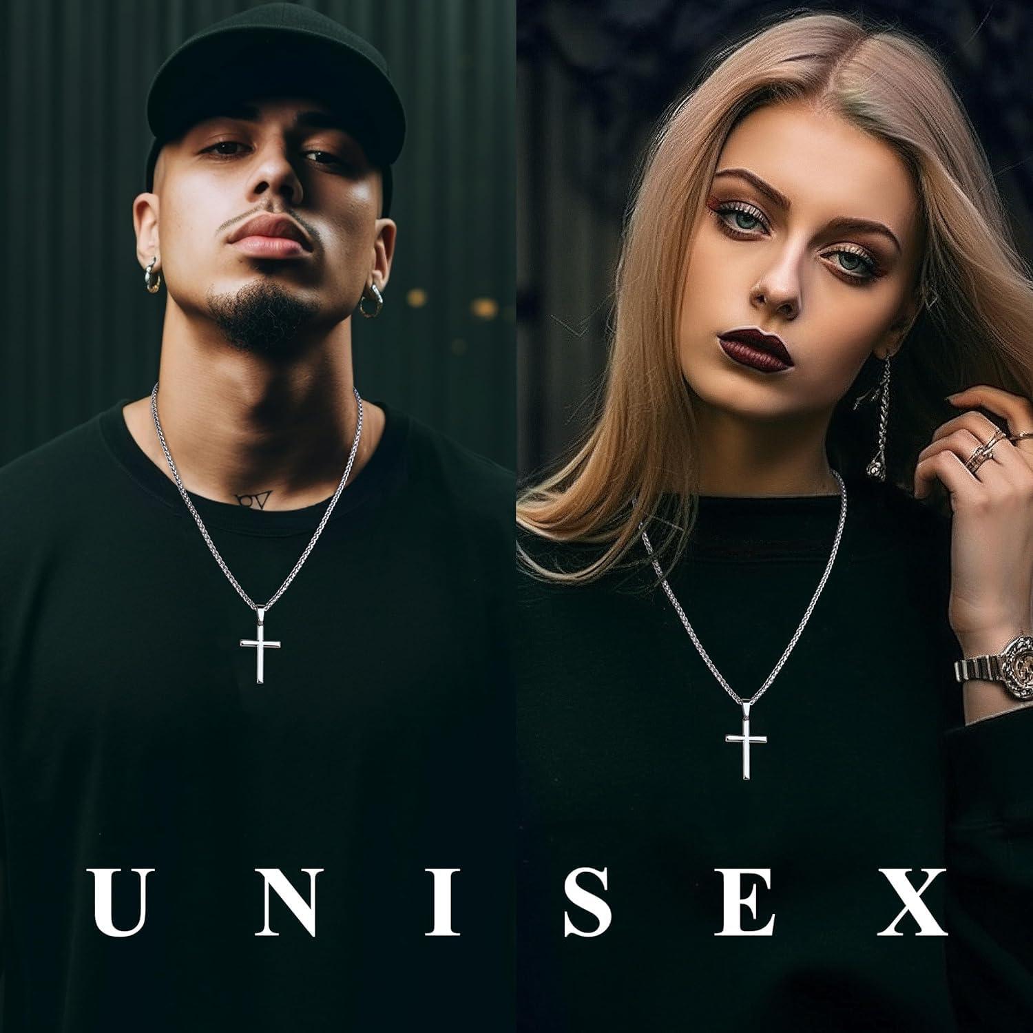 925 Silber Kreuzkette mit Weizenkette für Herren und Damen