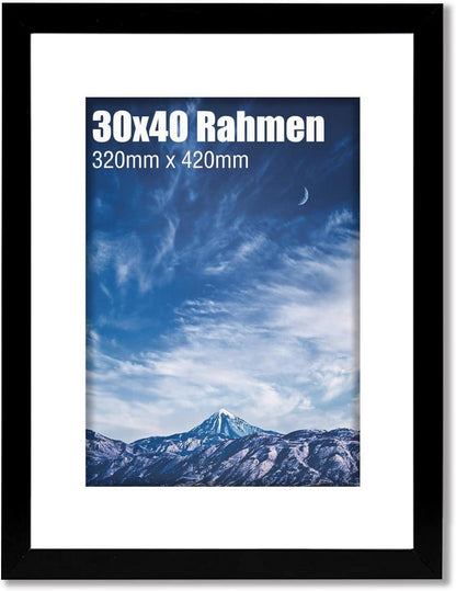 Schwarzer Bilderrahmen 30x40cm Holz Plexiglasfenster Wanddekoration