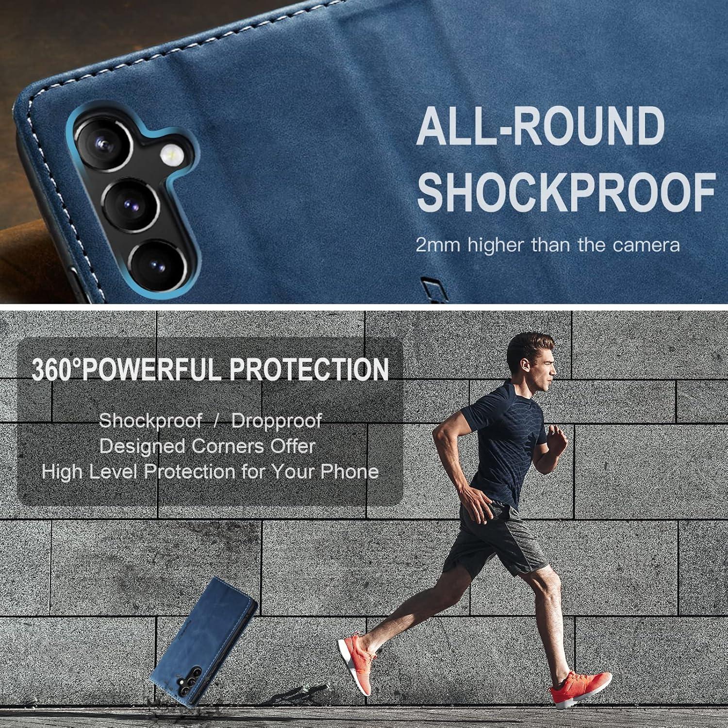 Handyhülle Samsung Galaxy A54 5G Leder Flip Case Magnet Blau