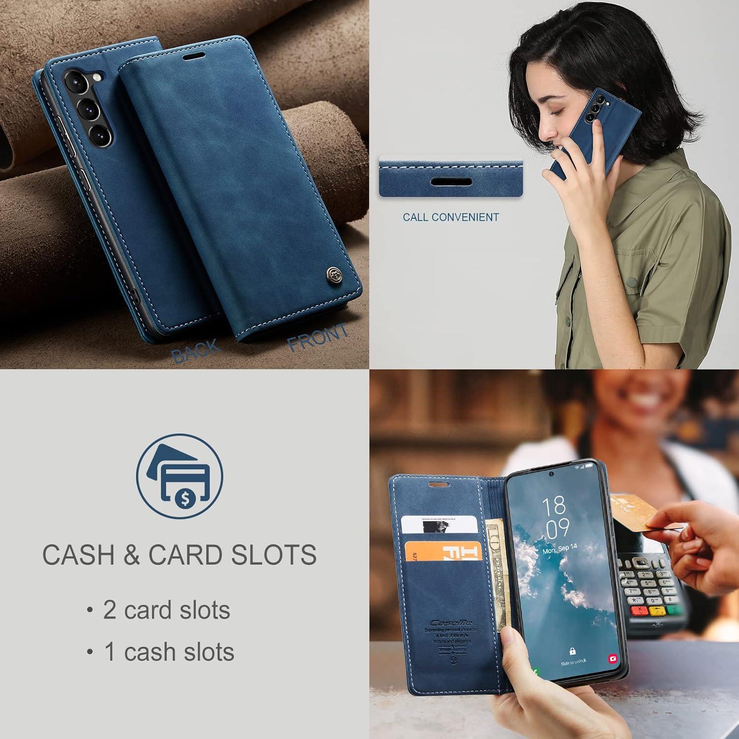 Handyhülle Samsung Galaxy A54 5G Leder Flip Case Blau Magnet