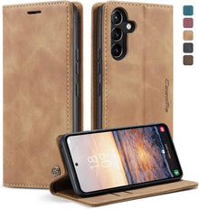 Hülle für Samsung Galaxy A54 5G - Premium Leder Flip Case in Braun