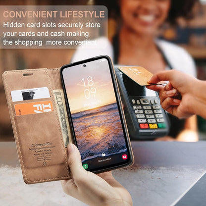 Hülle für Samsung Galaxy A54 5G - Premium Leder Flip Case in Braun