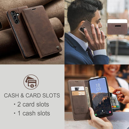 Handyhülle Samsung Galaxy A54 5G Leder Flip Case Kaffee