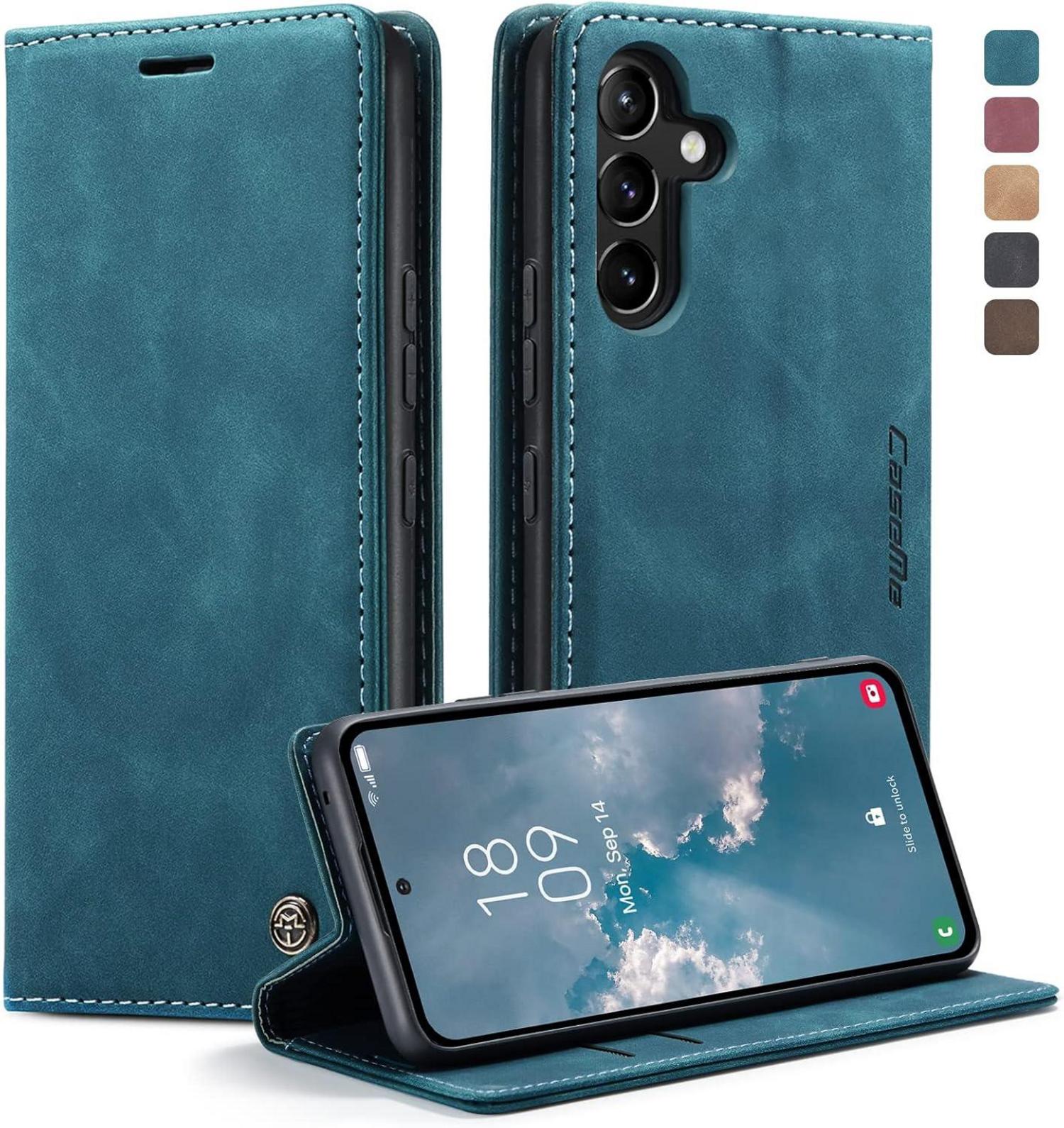 Handyhülle Samsung Galaxy A54 5G Premium Leder Flip Case Blaugrün
