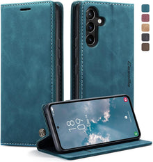 Handyhülle Samsung Galaxy A54 5G Premium Leder Flip Case Blaugrün