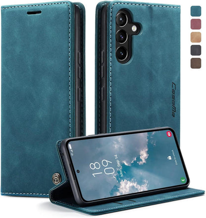 Handyhülle Samsung Galaxy A54 5G Premium Leder Flip Case Blaugrün