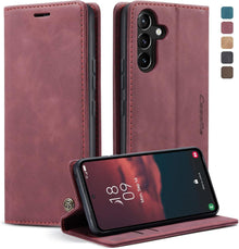 Samsung Galaxy A54 5G Handyhülle Leder Klappbar Weinrot