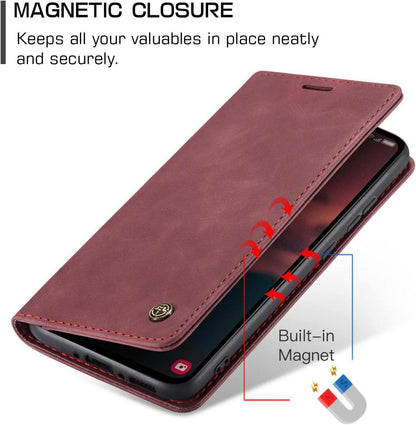 Samsung Galaxy A54 5G Hülle - Premium Leder Flip Case Rot
