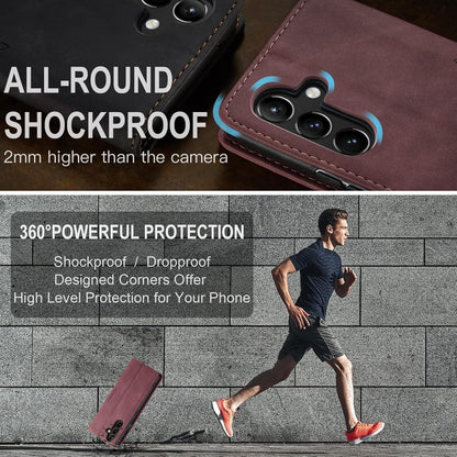 Premium Lederhülle Samsung Galaxy A54 5G Flip Case Weinrot
