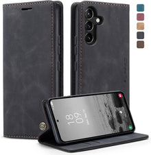 Flip Case für Samsung Galaxy A54 5G - Premium Lederhülle Schwarz