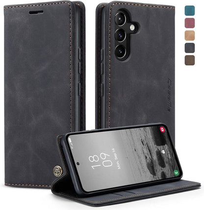 Flip Case für Samsung Galaxy A54 5G - Premium Lederhülle Schwarz