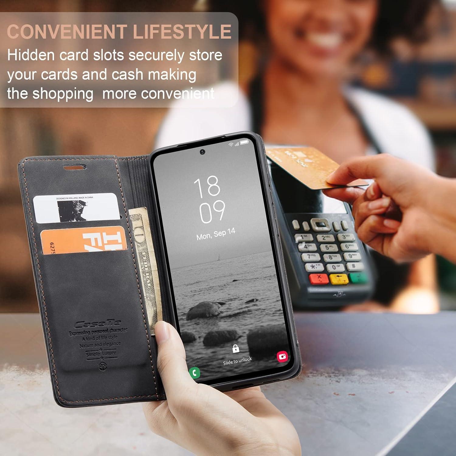 Flip Case für Samsung Galaxy A54 5G - Premium Lederhülle Schwarz