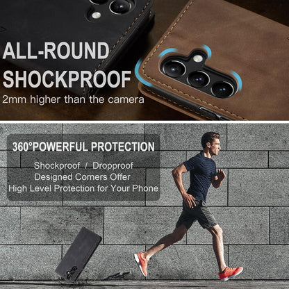 Samsung Galaxy A54 5G Handyhülle Schwarz Premium Leder Klappbar Flip Case
