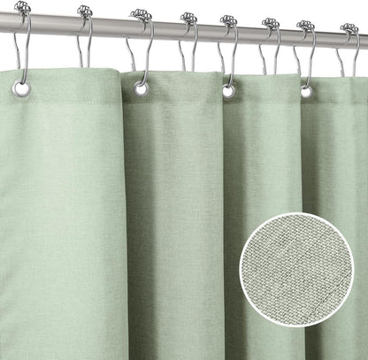 Leinen Duschvorhang Anti Schimmel Wasserdicht 90x180cm Salbeigrün