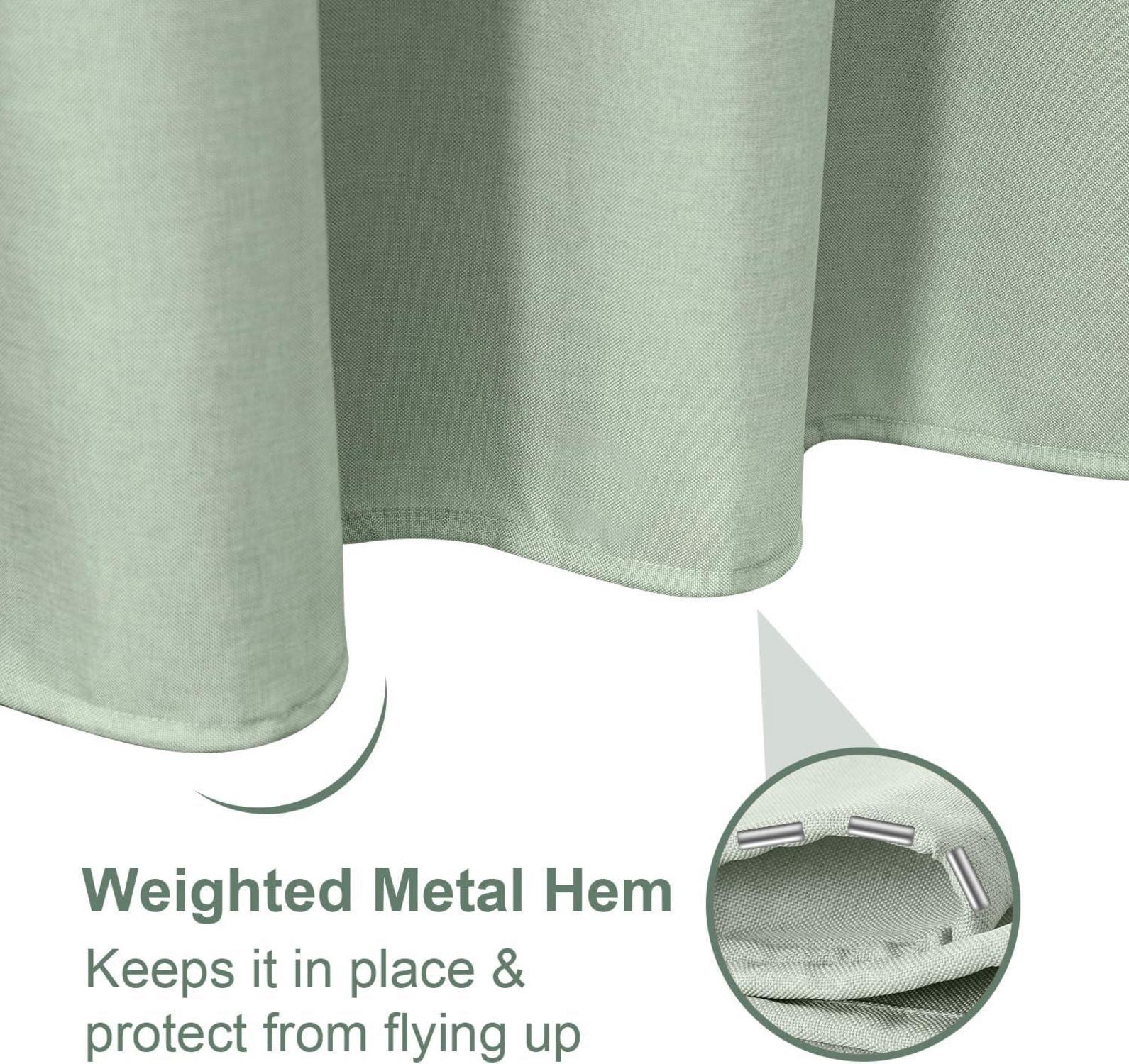 Duschvorhang Leinen Ringe Textil Badewanne Vorhang Wasserdicht 92x182 Salbeigrün