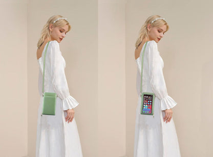 Kleine Damen Touchscreen Crossbody Umhängetasche für iPhone 13 Samsung Galaxy