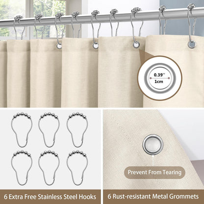 Duschvorhang Leinen Anti Schimmel Wasserdicht Beige 182x92cm
