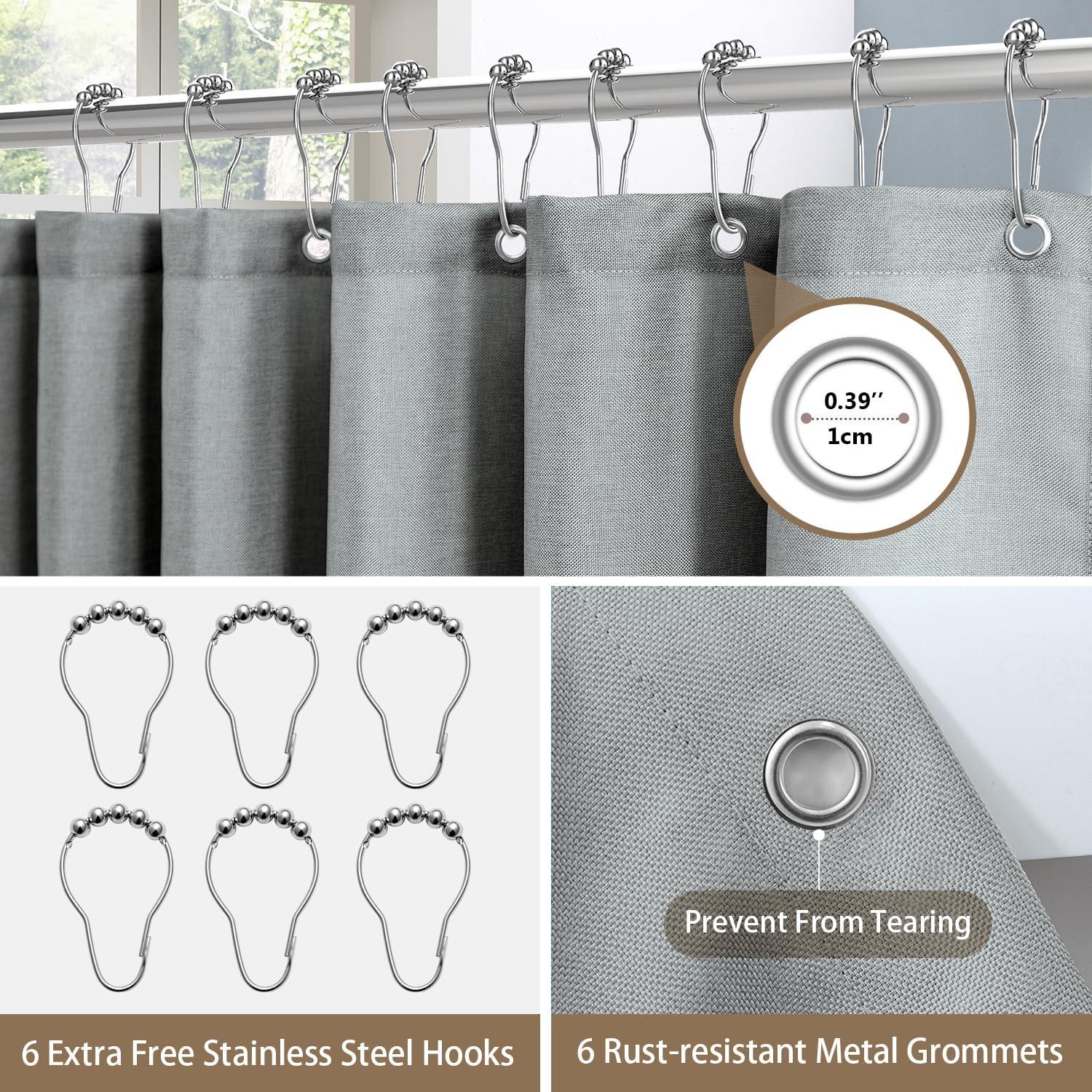 Duschvorhang Leinen Anti Schimmel Textil Schwerer Shower Curtain 92 x