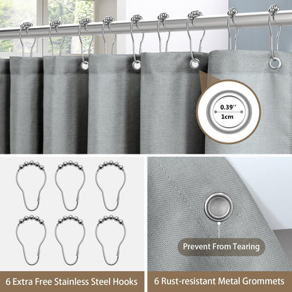 Duschvorhang Leinen Anti Schimmel Textil Schwerer Shower Curtain 92 x