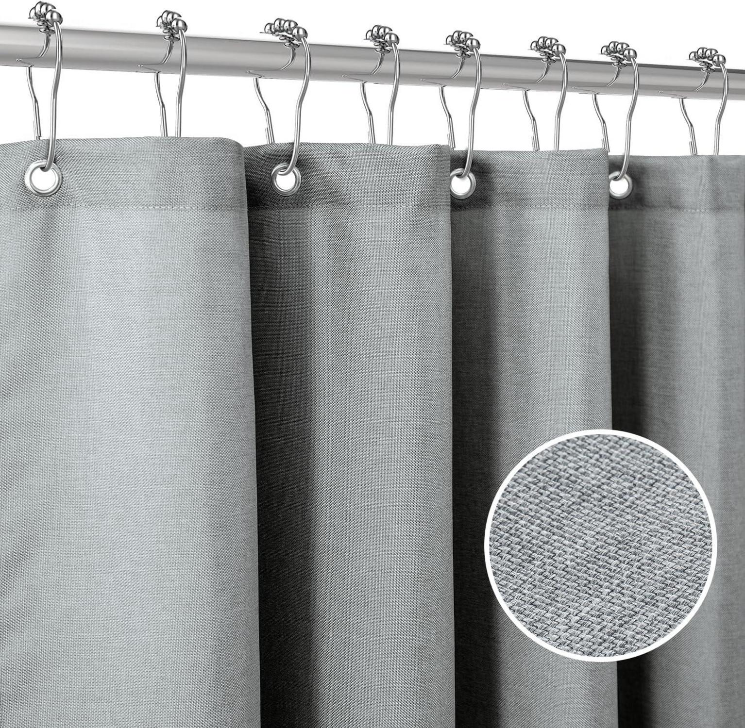 Leinen Duschvorhang 92x182cm Grau wasserdicht schwer