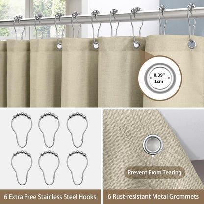 Duschvorhang Leinen Wasserdicht Anti Schimmel Taupe 182x92cm