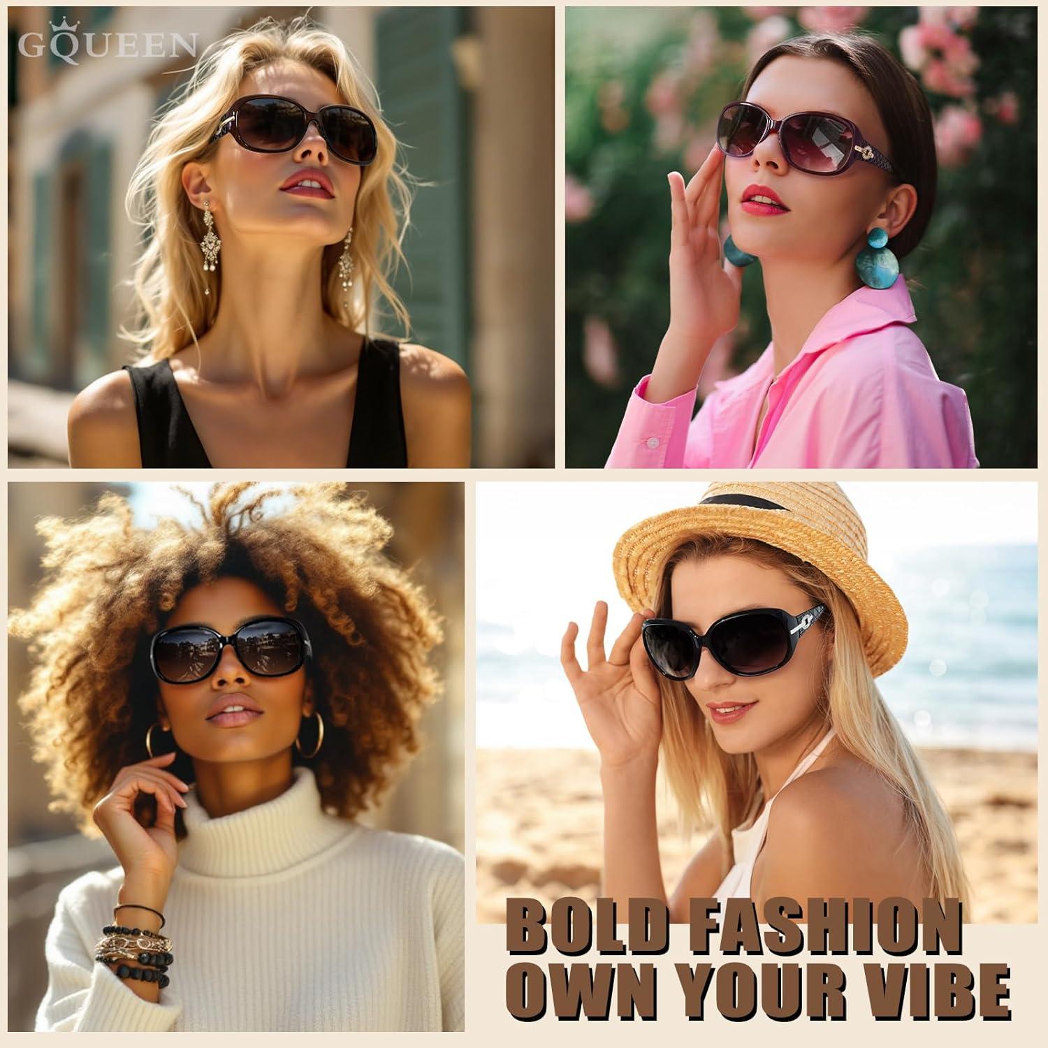 GQUEEN Übergroße Polarisierte Sonnenbrille Damen - UV400