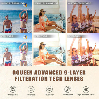 GQUEEN Übergroße Damen Polarisierte Sonnenbrille UV400 Schutz