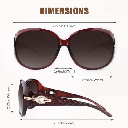 Übergroße Polarisierte Sonnenbrille Damen Blau UV400 Schutz