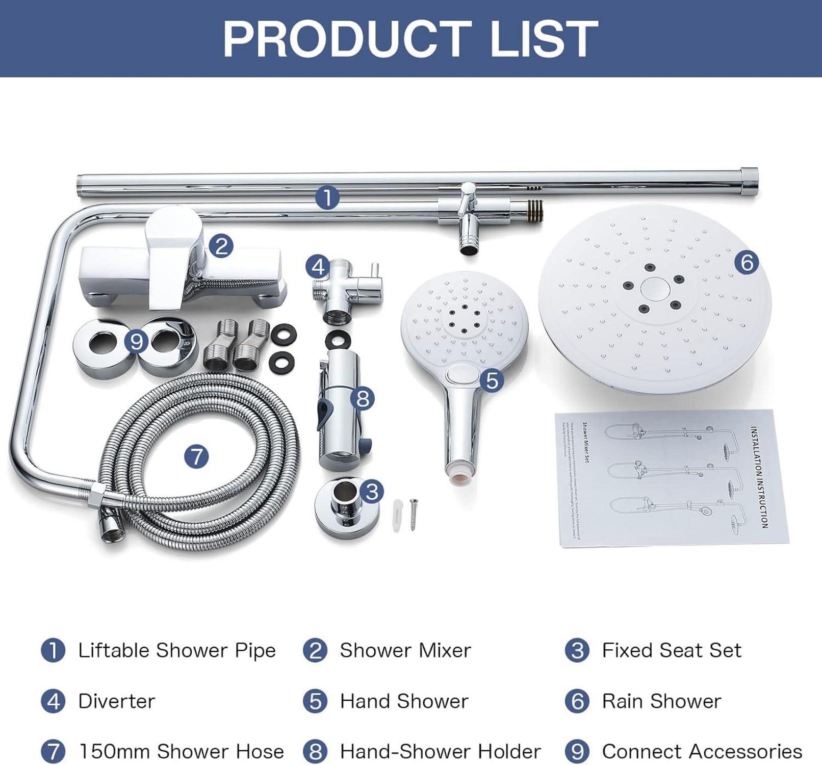 Duschsystem mit Einhebelmischer Regendusche 2 Strahlarten 8 Zoll