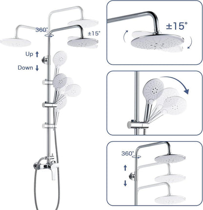 Kisimixer Regendusche Duschsystem Einhebelmischer 2 Strahlarten 8 Zoll