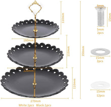 3-stöckiger Cupcake-Ständer Schwarz/Weiß Kunststoff