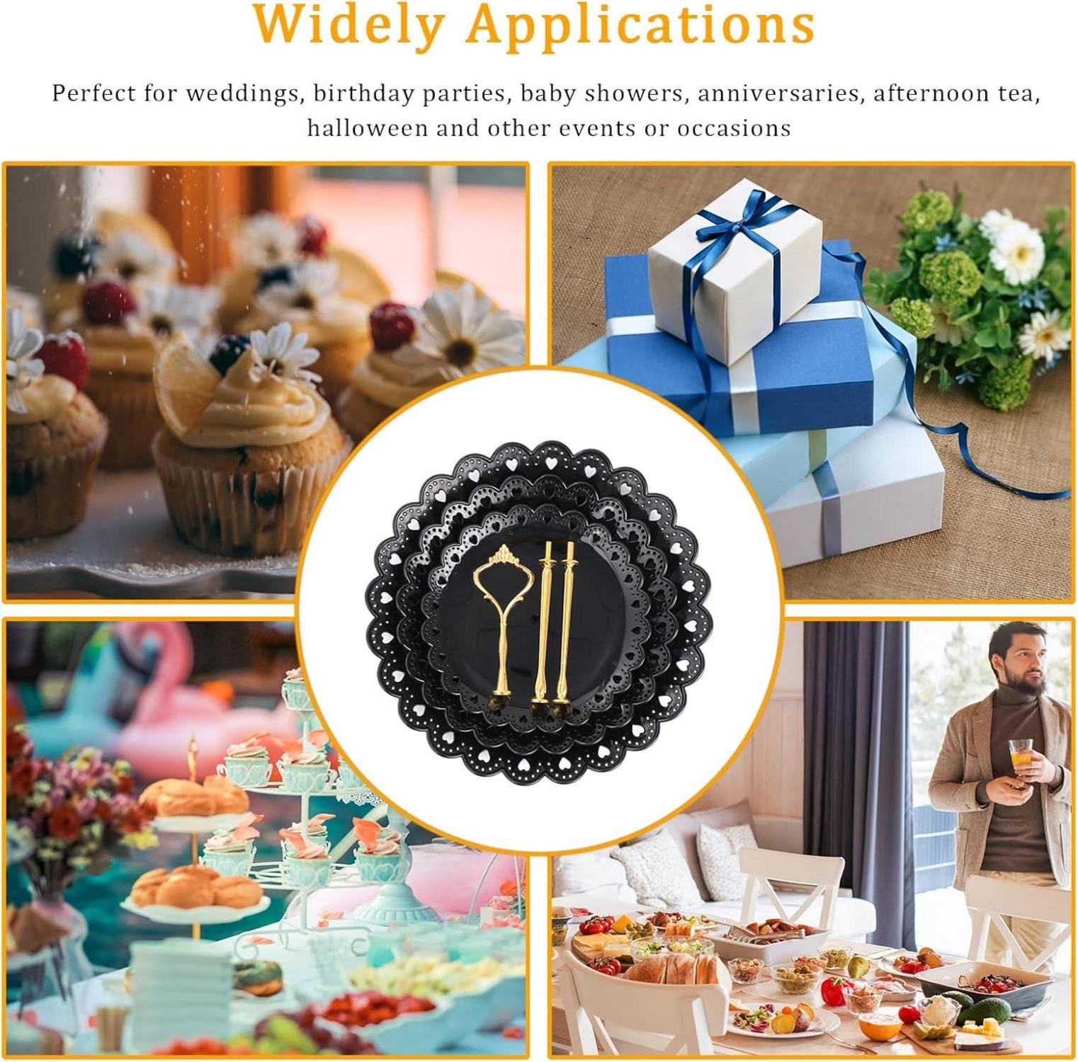 TsunNee 3 Etagen Cupcake-Ständer Schwarz/Weiß Hochzeiten/Baby-Partys