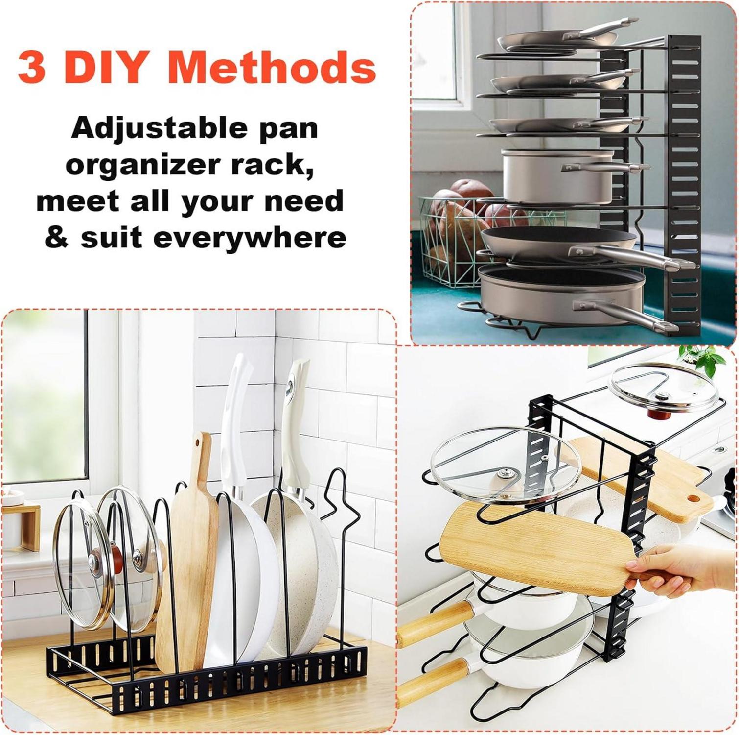 Verstellbares Pfannen- und Topfregal für Küche und