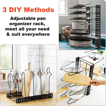 Verstellbares Pfannen- und Topfregal für Küche und