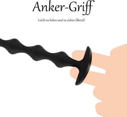 Analplug Analkette 15 Analkugeln Anal beads 58 cm Extra Lang Buttplug Anal Dildo Schwarz XXL