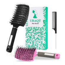 Profi Entwirrungsbürste Wildschweinborsten Locken Haarstyling Bürste