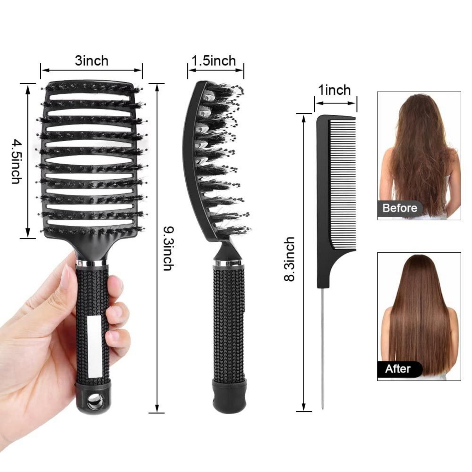 Profi Entwirrungsbürste Wildschweinborsten Locken Haarstyling Bürste