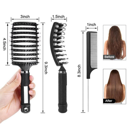 Profi Entwirrungsbürste Wildschweinborsten Locken Haarstyling Bürste