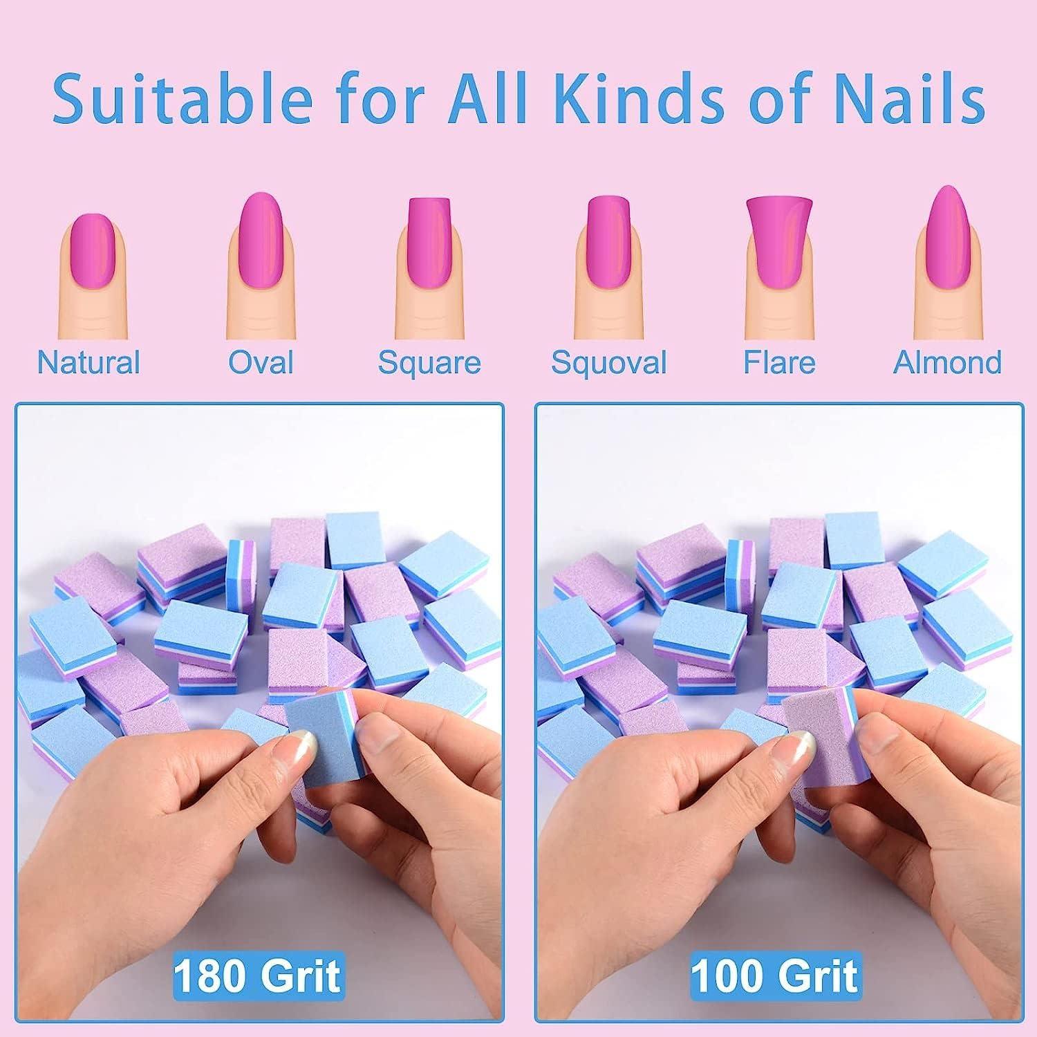 50x Nagelpuffer 100/180 Schleifblöcke Polierblöcke für Gelnägel Acrylnägel Blau/Lila