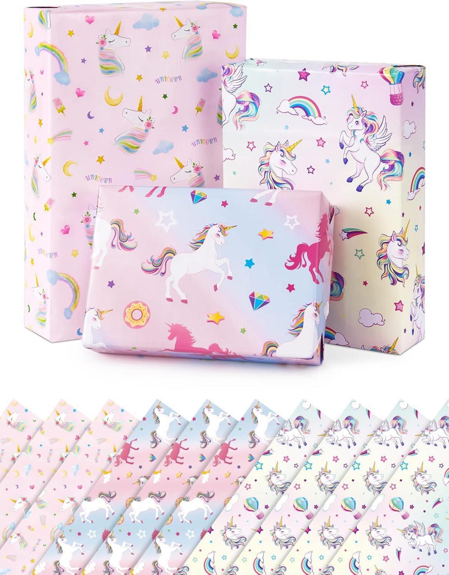 Einhorn Geschenkpapier Set 10 Blatt 51x69cm Kindergeburtstag