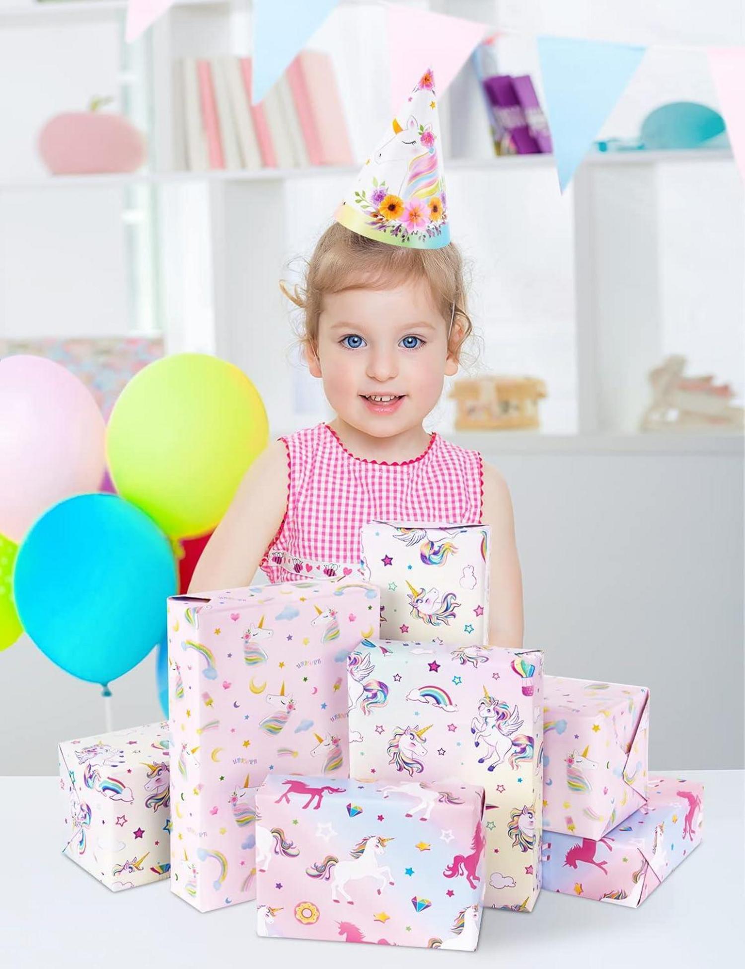 Einhorn Geschenkpapier Set 10 Blatt 51x69cm Party Dekoration Kinder Mädchen