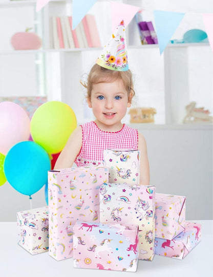 Einhorn Geschenkpapier Set 10 Blatt 51x69cm Party Dekoration Kinder Mädchen